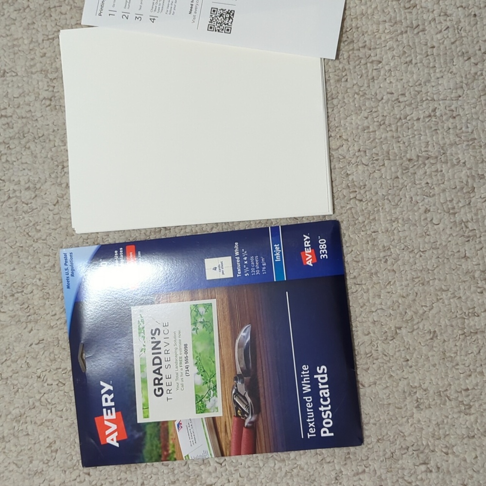 17 sheets total -;5 1/2" x 4 1/4* textured white postcards - 4 cards per…